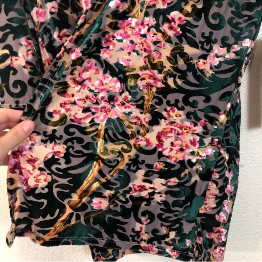 Always Indigo Green Black Floral Velvet Sweater - Picture 8 of 16
